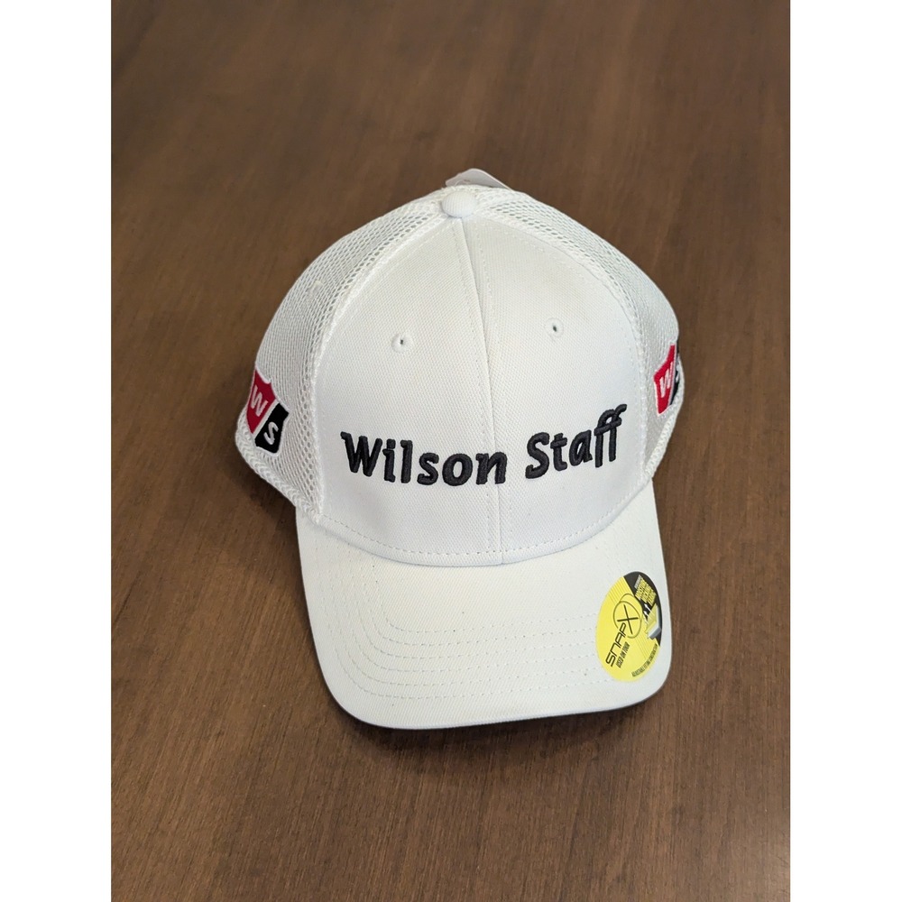 Wilson Staff Golf Hat White Mesh SnapX Adjustable Performance Cap Mens OSFM NEW